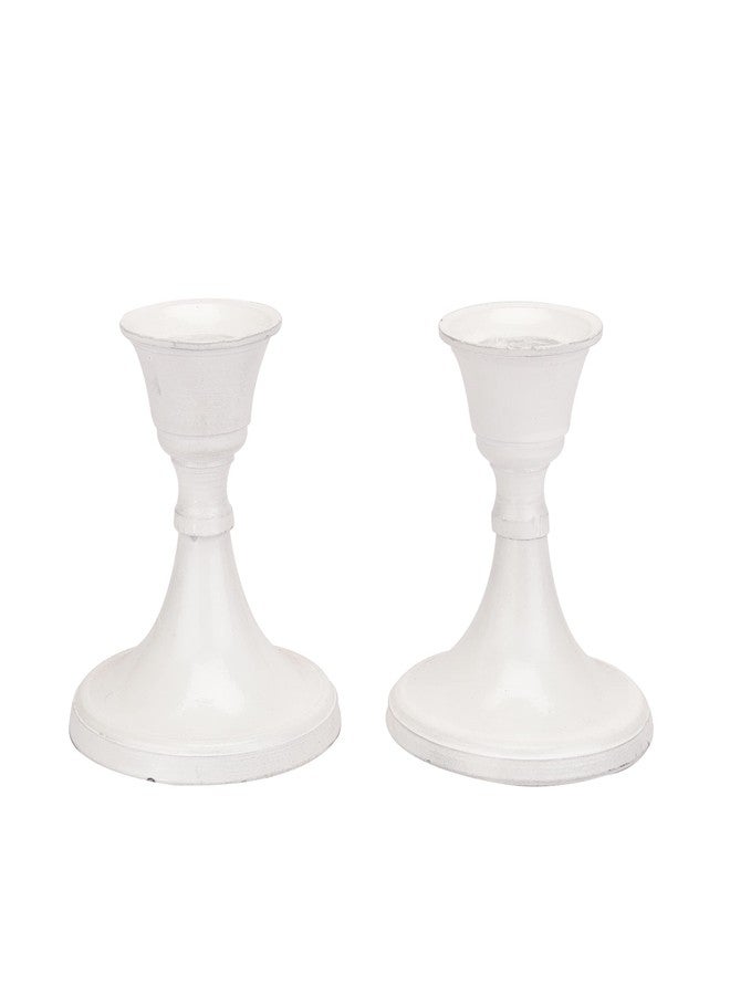 فوي دروب طقم حامل شموع أبيض من قطعتين من VOIDROP. طقم حامل شموع أبيض من قطعتين. شموع مدببة مزخرفة لحوامل الشموع. - Image 1